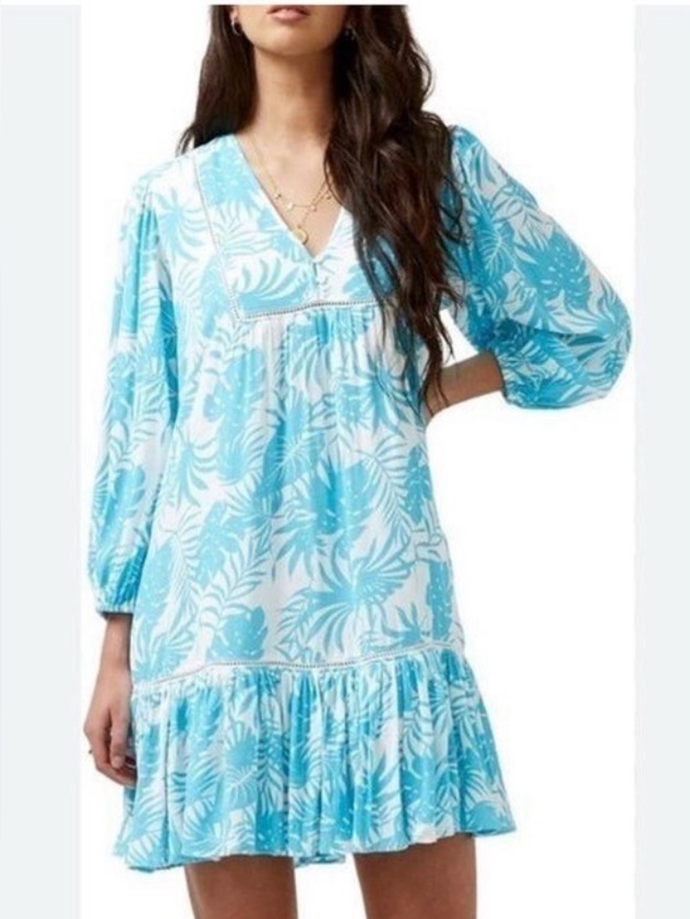 Buffalo David Bitton Womens Haven Size Medium tropical print cotton dress